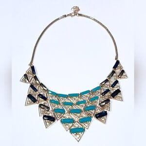 Geometric Triangles Necklace Gold Toned Statement Fashion Jewelry